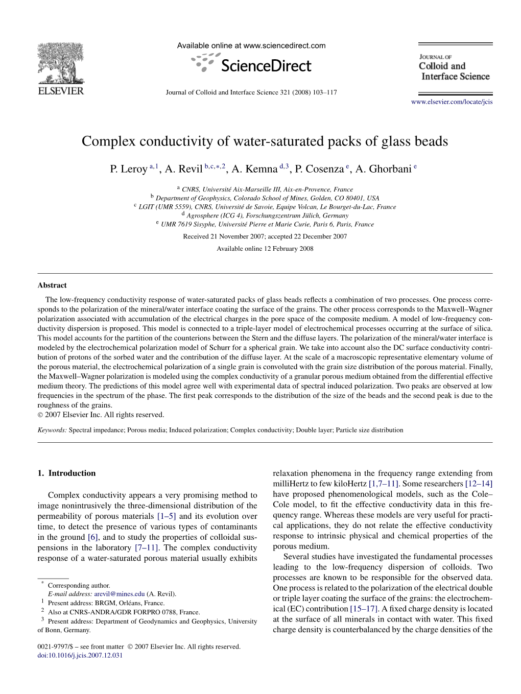 Complex Conductivity of Water-Saturated Packs of Glass Beads