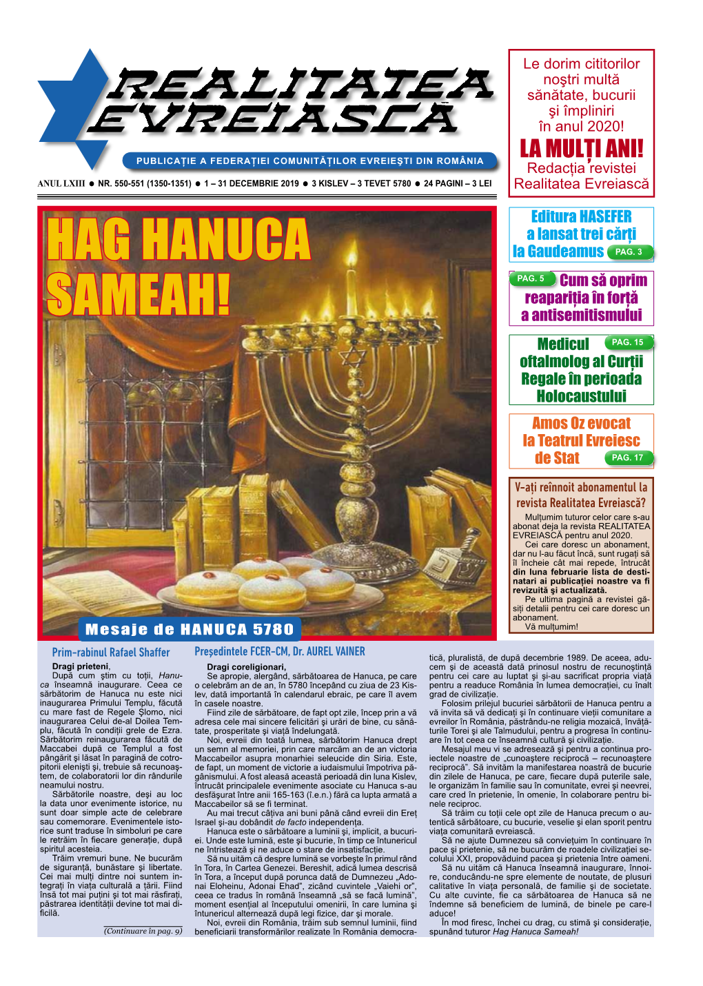 Hag Hanuca Sameah! 2 REALITATEA EVREIASCĂ - Nr