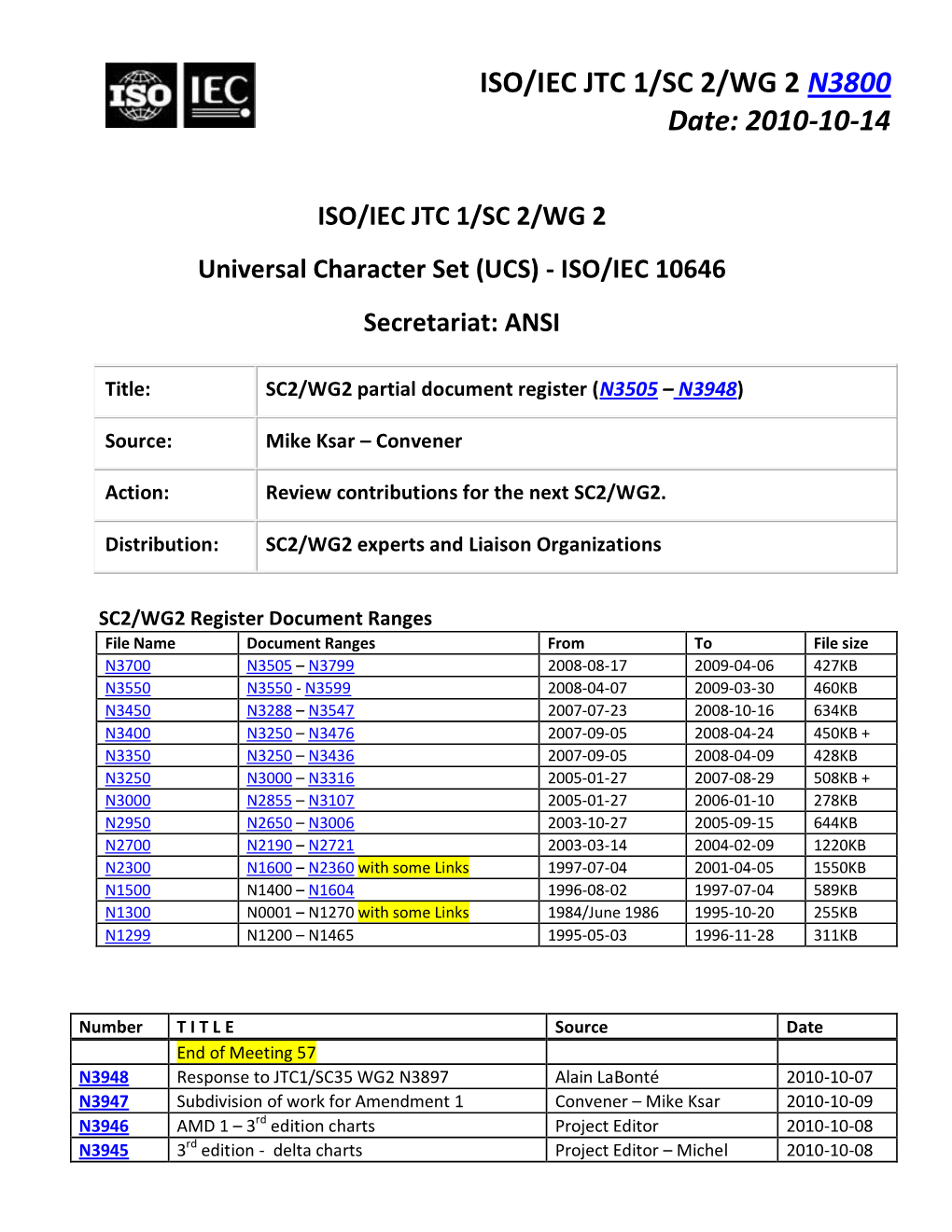 ISO/IEC JTC 1/SC 2/WG 2 N3800 Date: 2010-10-14