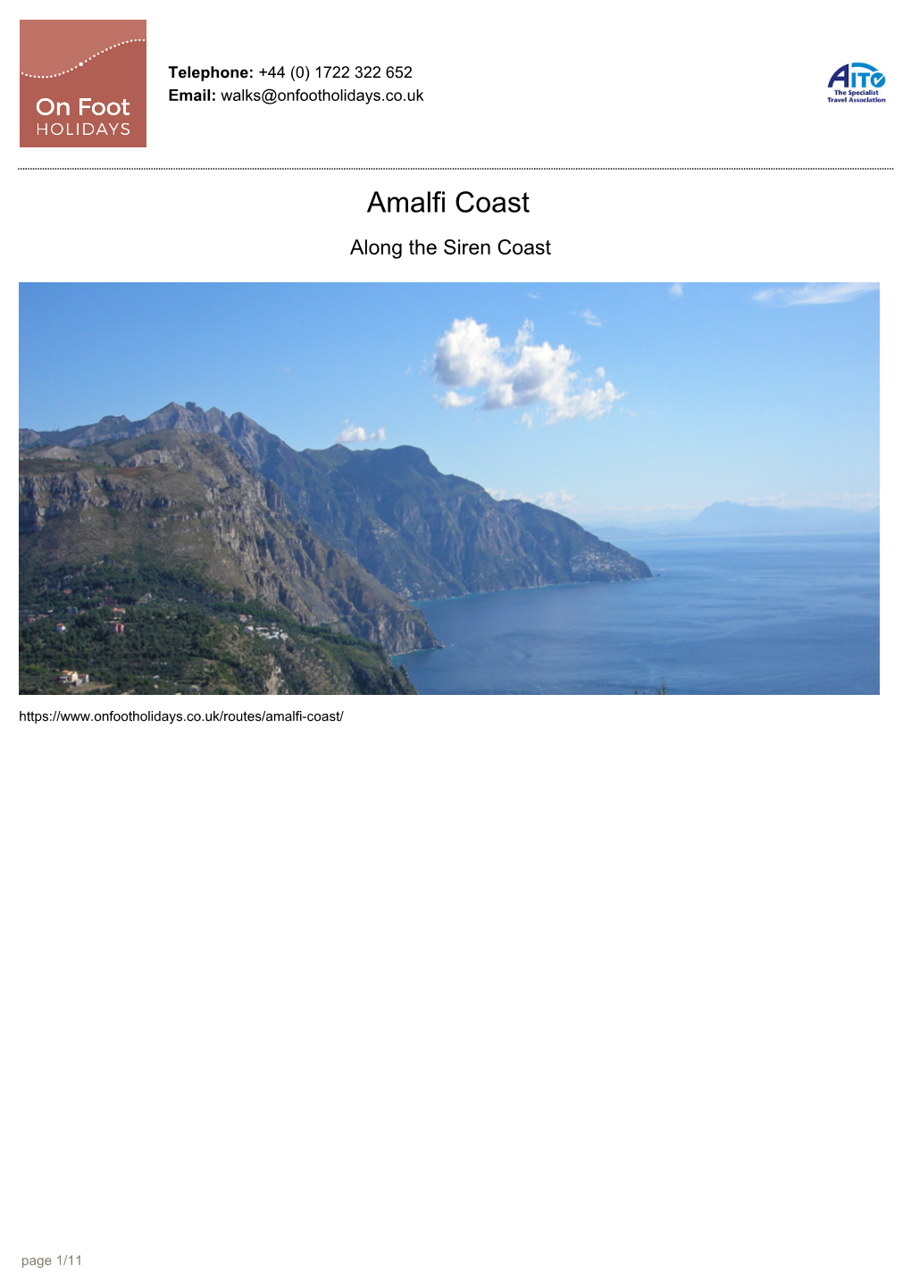 Amalfi Coast Along the Siren Coast