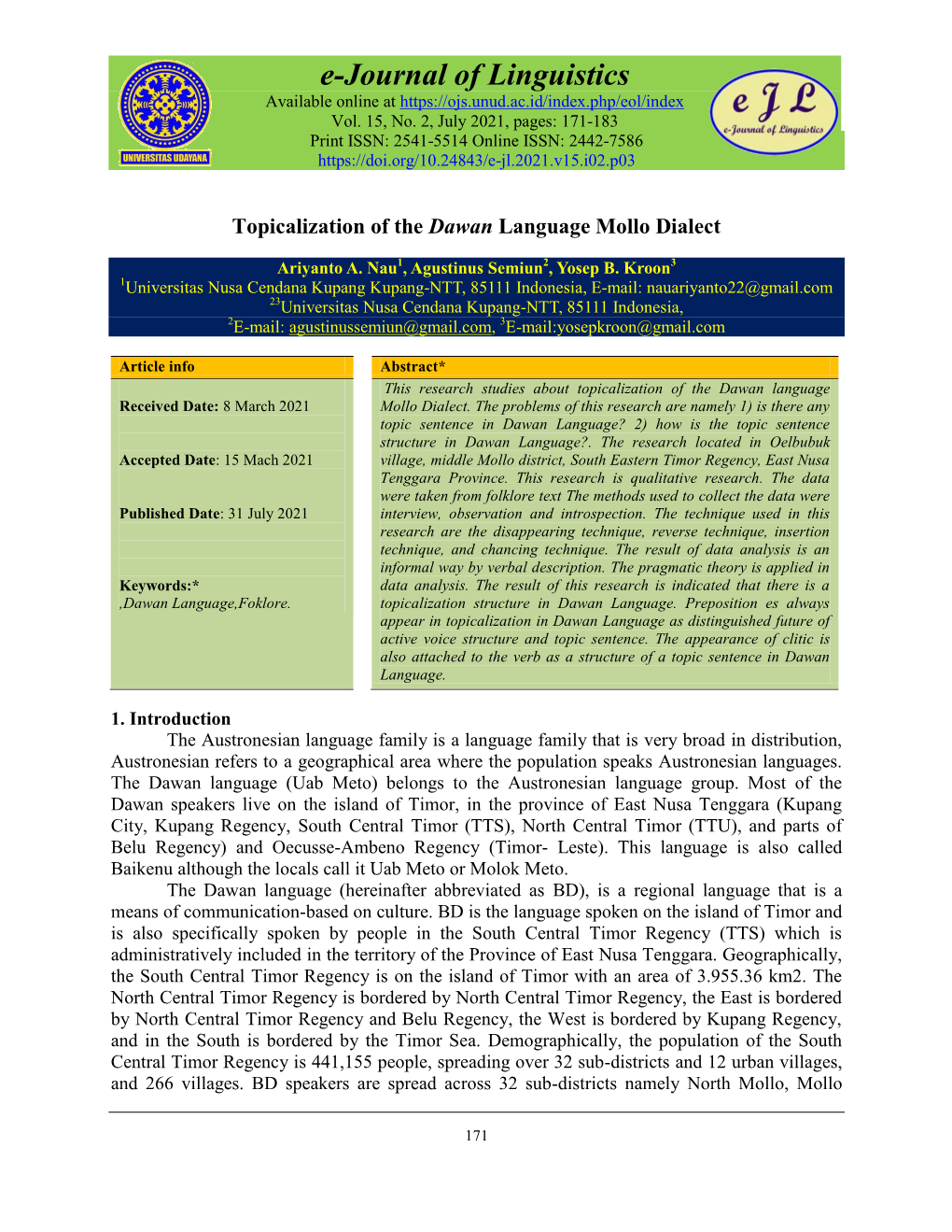 E-Journal of Linguistics Available Online at Vol