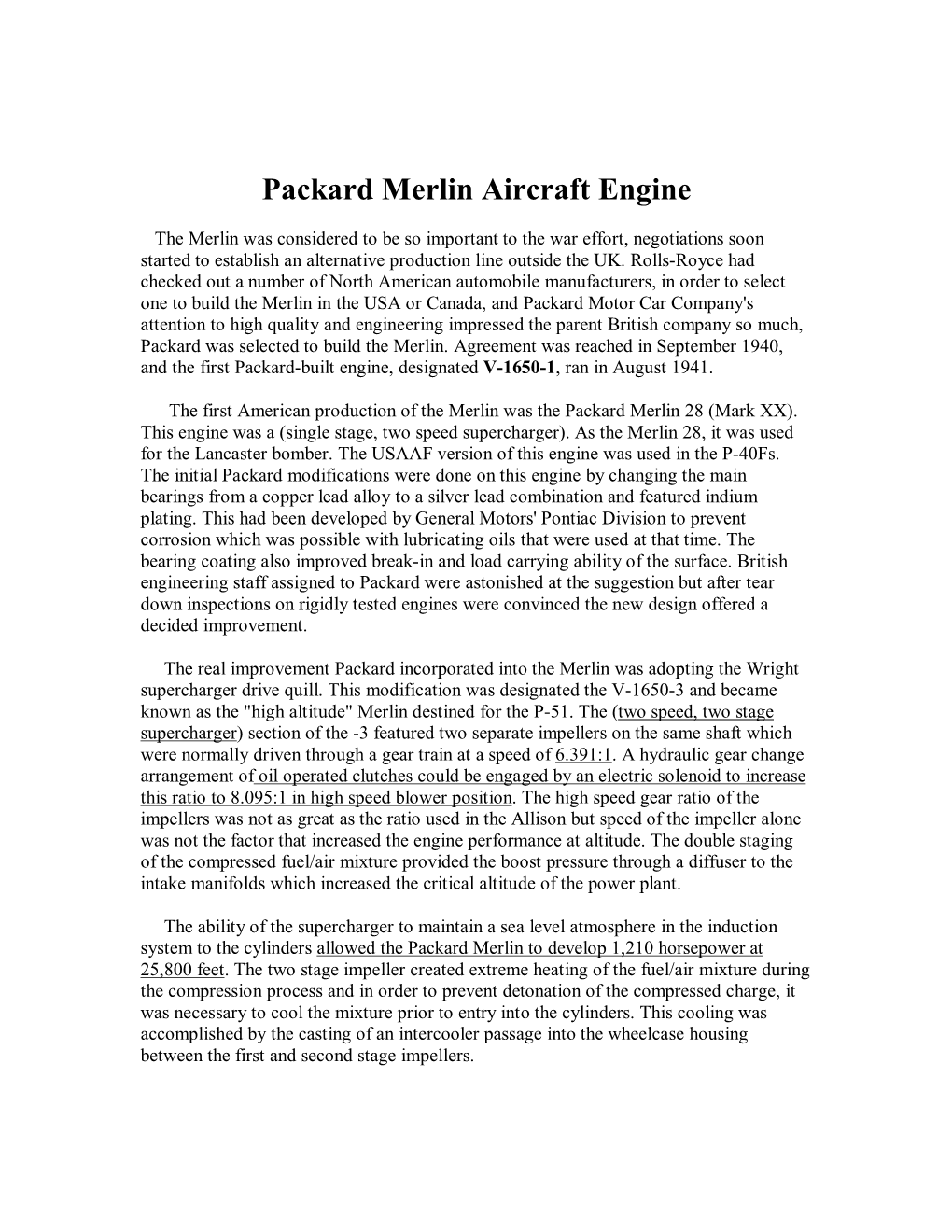 Packard Merlin Aircraft Engine