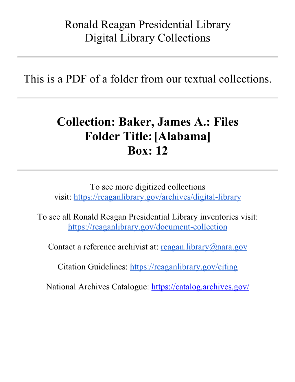Baker, James A.: Files Folder Title:[Alabama]