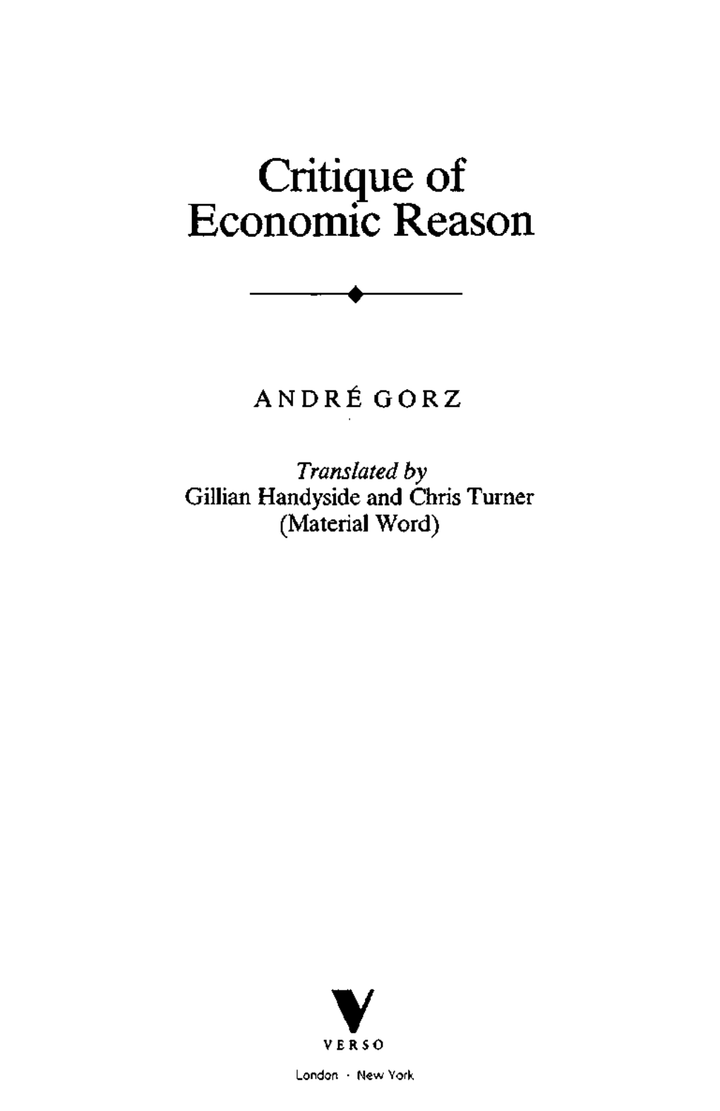 Critique of Economic Reason •