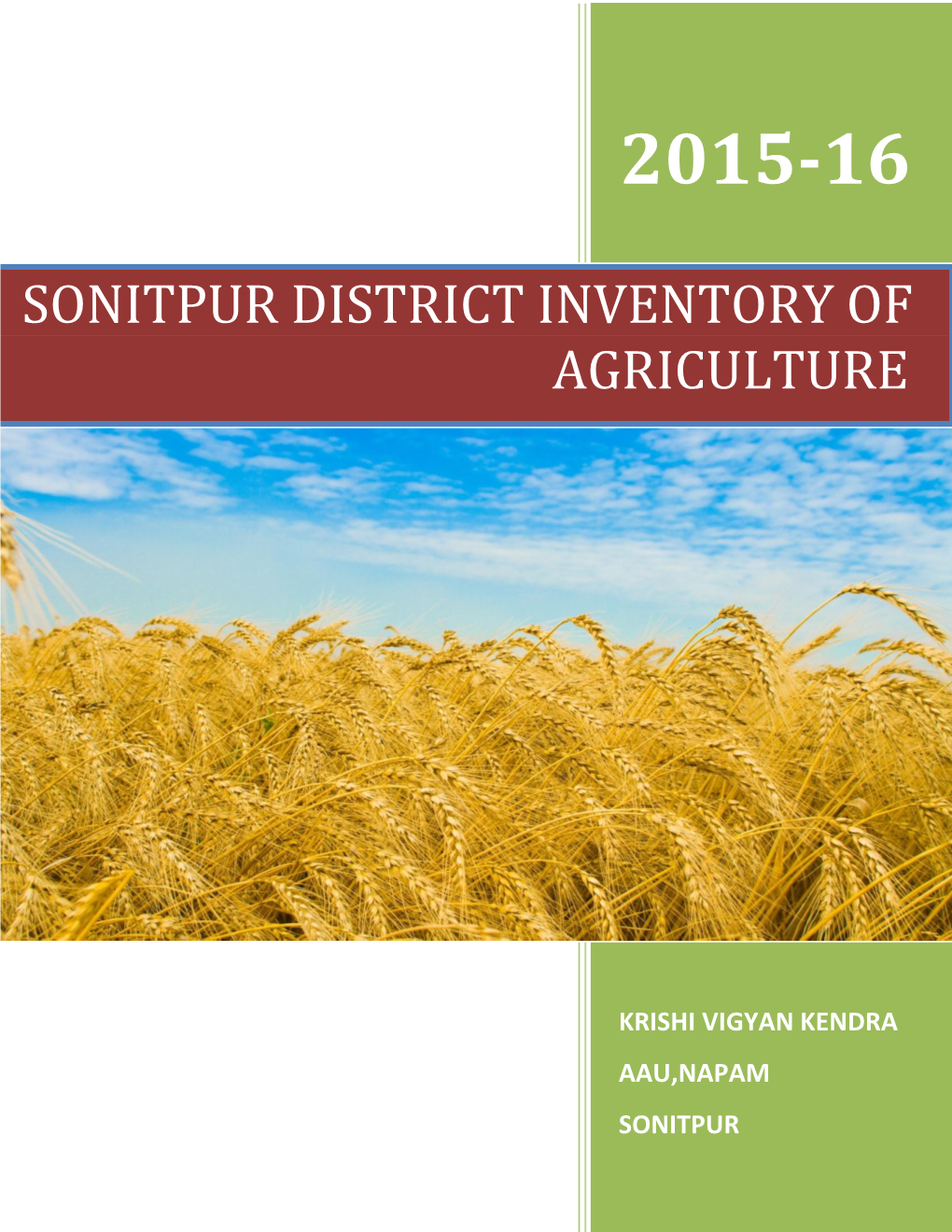 Sonitpur District Inventory of Agriculture