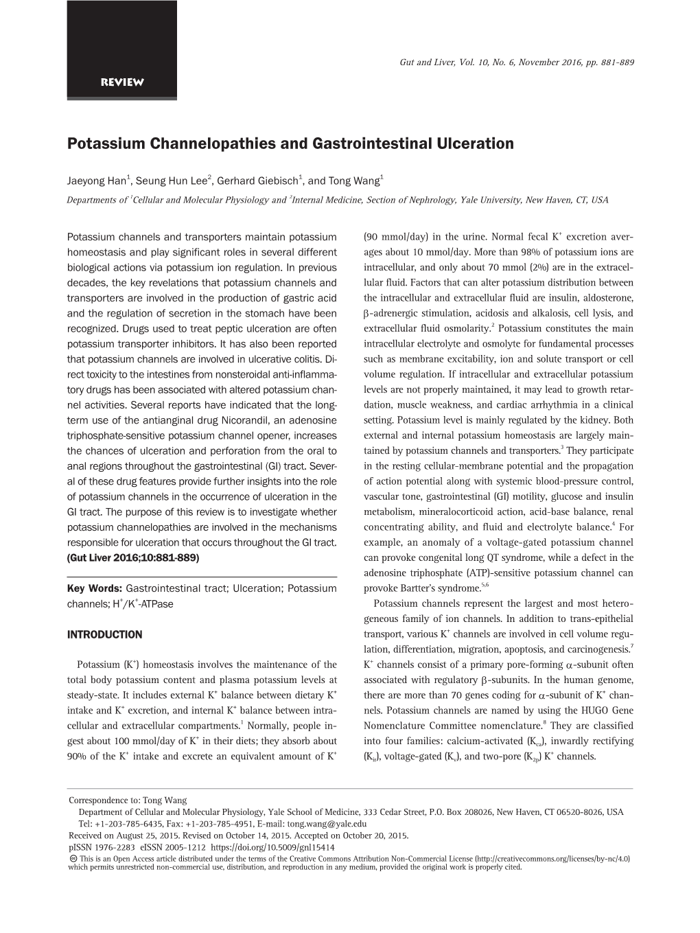 Potassium Channelopathies and Gastrointestinal Ulceration