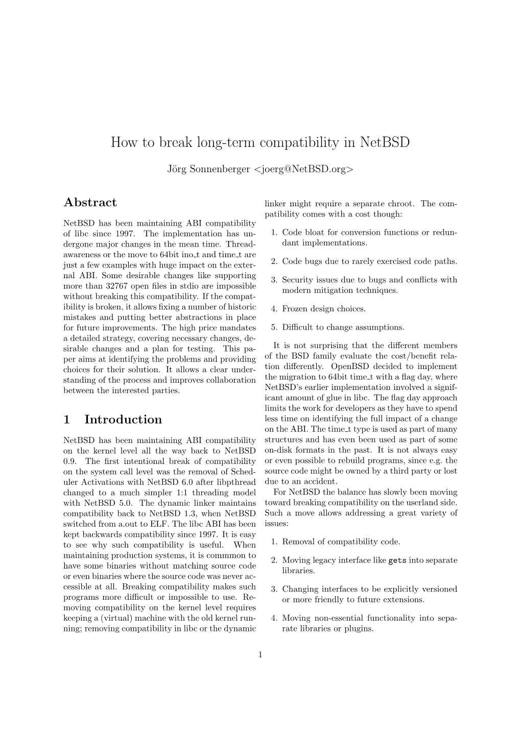 How to Break Long-Term Compatibility in Netbsd