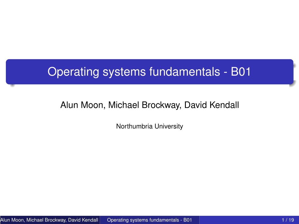 Operating Systems Fundamentals - B01