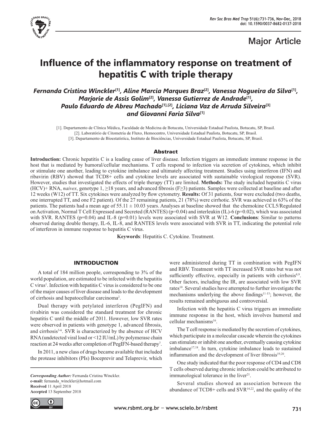 Major Article Influence of the Inflammatory Response on Treatment