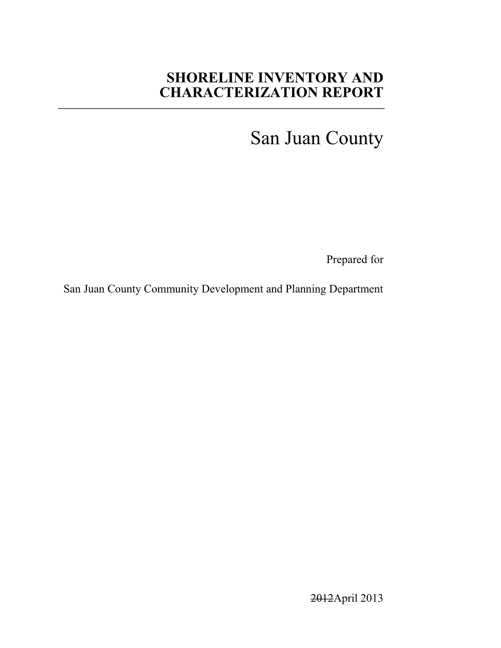 Shoreline Inventory and Characterization Report