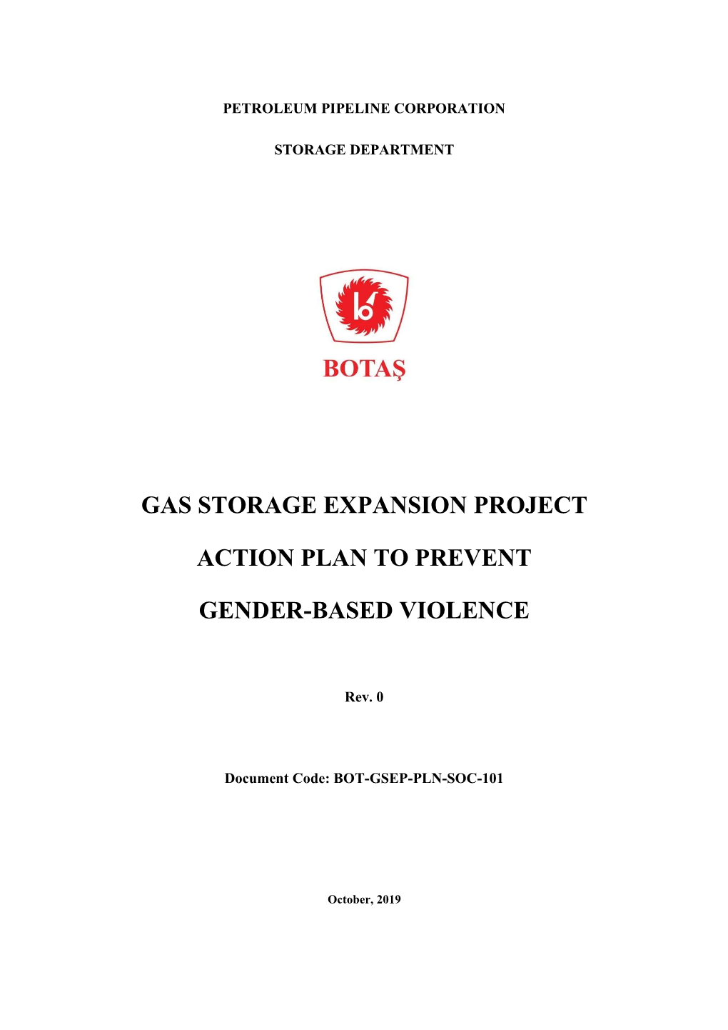 Gas Storage Expansion Project Action Plan To
