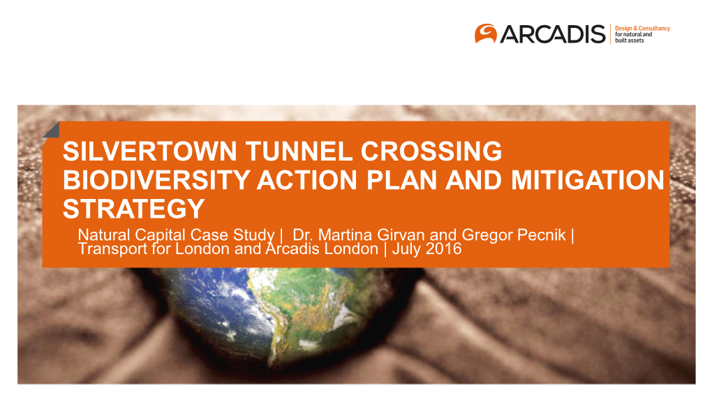 SILVERTOWN TUNNEL CROSSING BIODIVERSITY ACTION PLAN and MITIGATION STRATEGY Natural Capital Case Study | Dr