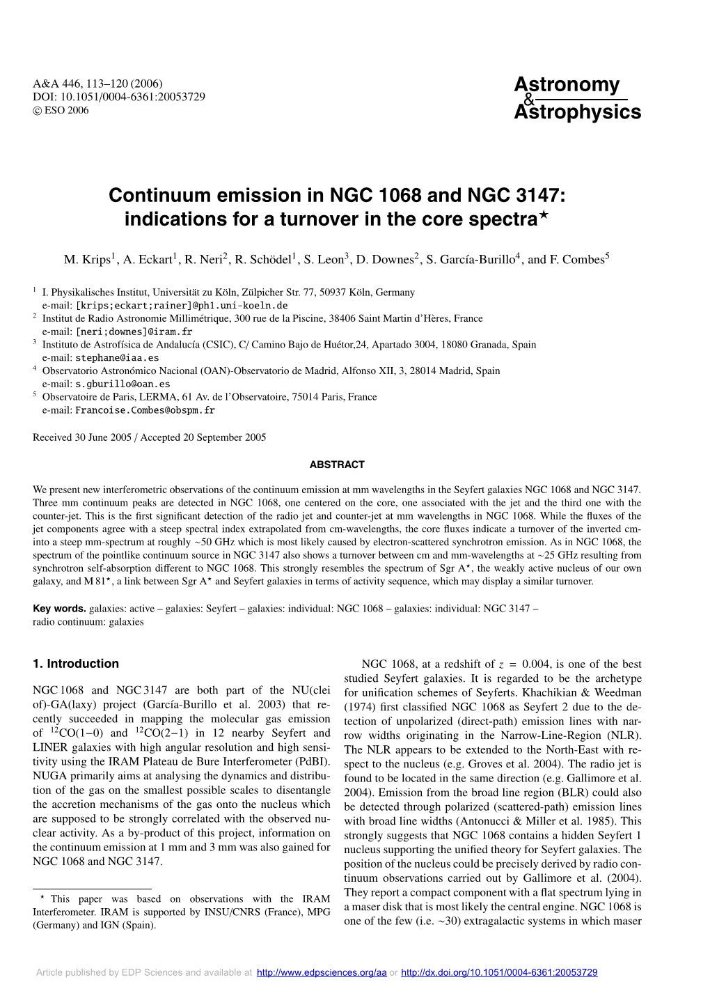 Continuum Emission in NGC 1068 and NGC 3147: Indications for a Turnover in the Core Spectra