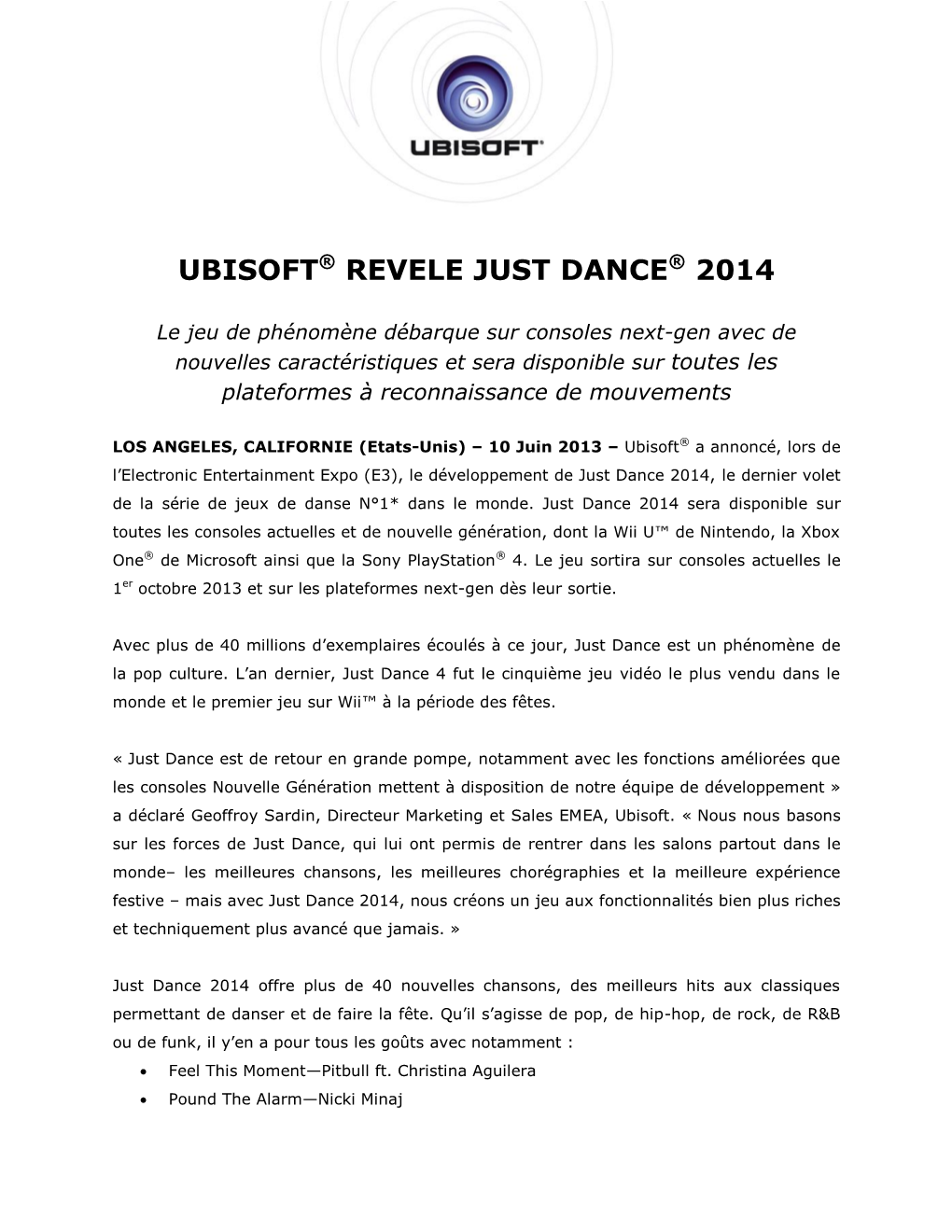 Ubisoft® Revele Just Dance® 2014