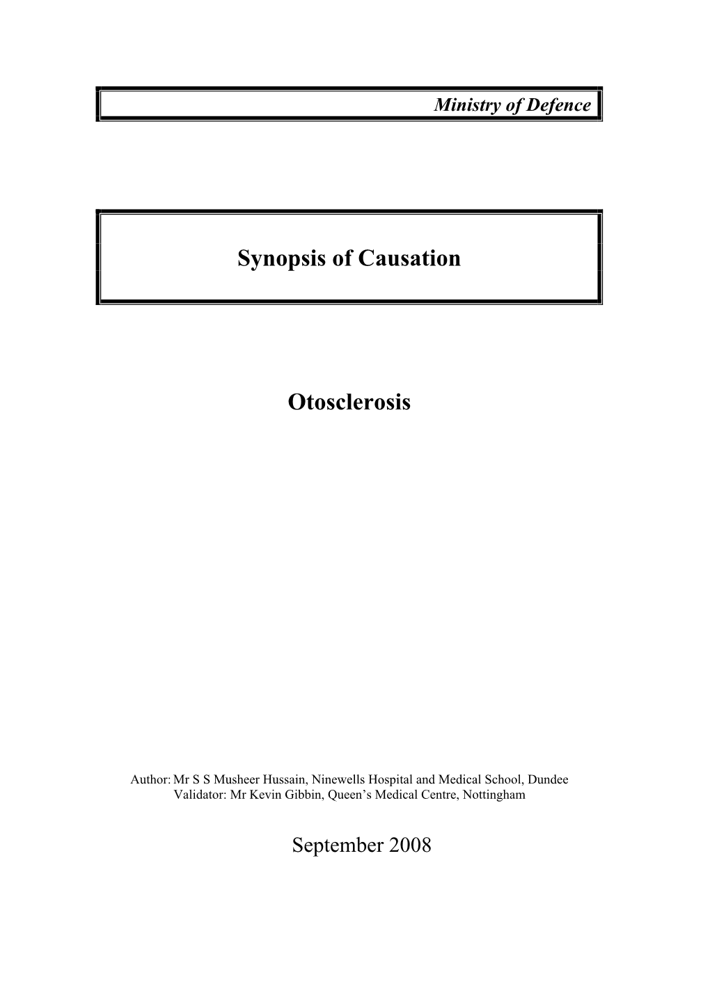 Synopsis of Causation Otosclerosis