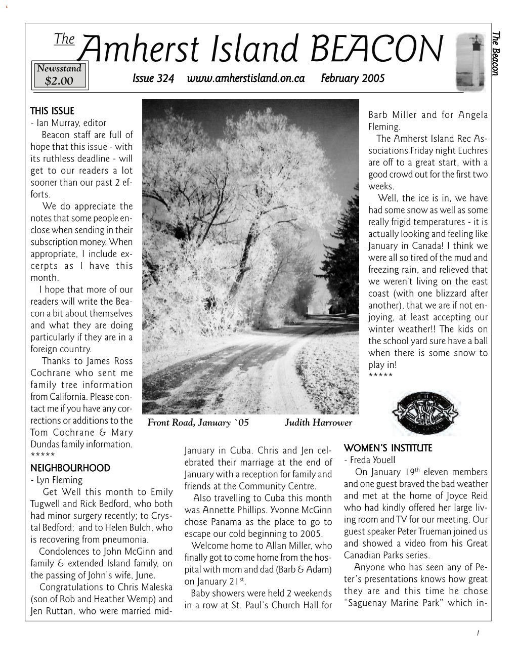 The Amherst Island BEACON Newsstand $2.00 Issue 324 February 2005