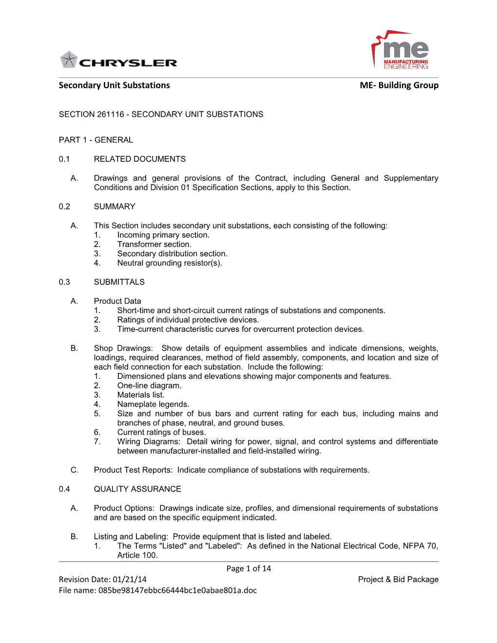 Secondary Unit Substations ME- Building Group