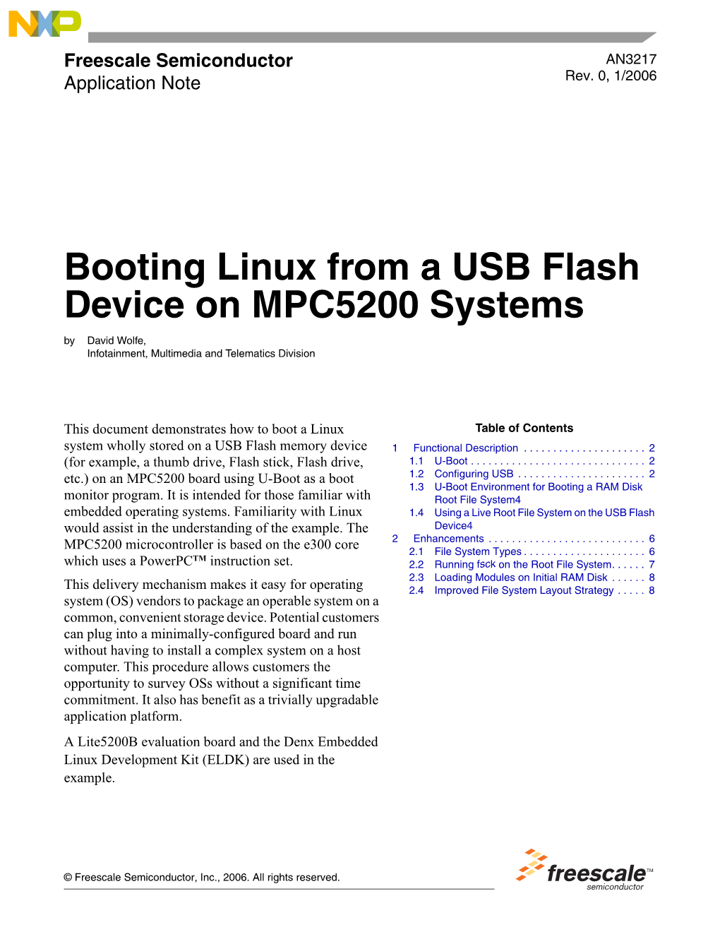 AN3217 Booting Linux from a USB Flash Device on MPC5200 Systems