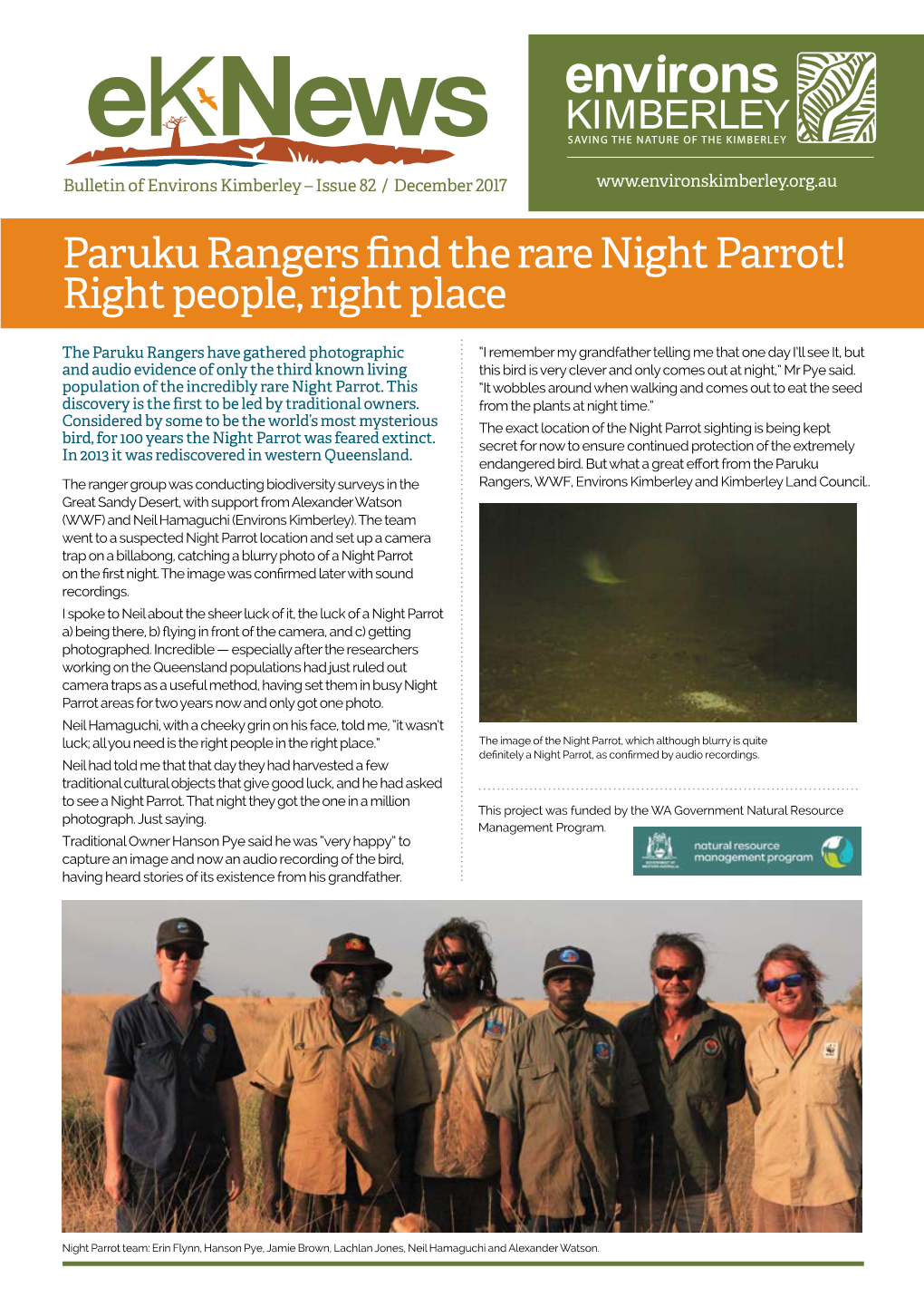 Paruku Rangers Find the Rare Night Parrot! Right People, Right Place