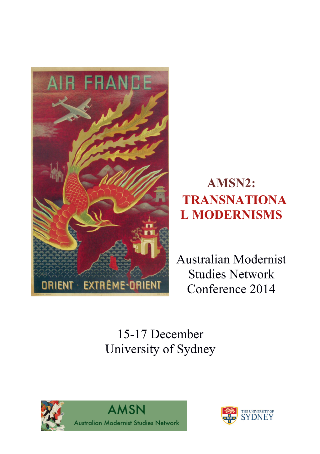 Australian Modernist Studies Network Conference 2014