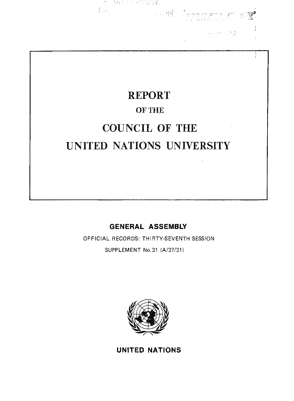 Report Council of the United Nations University