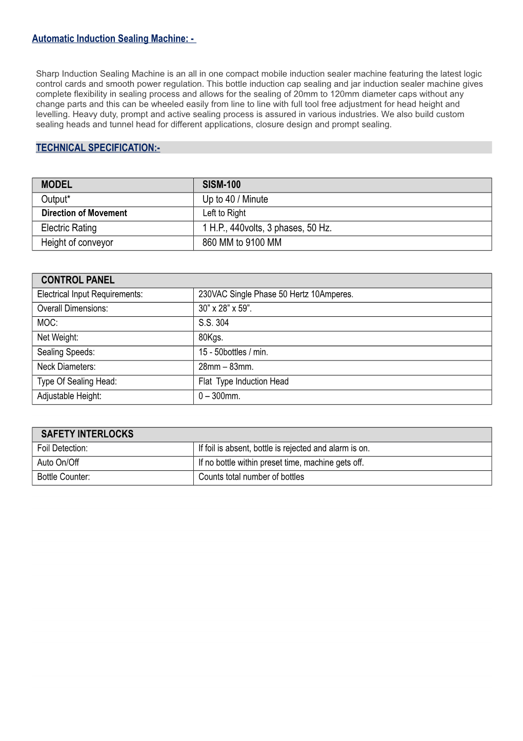 Automatic Induction Sealing Machine: