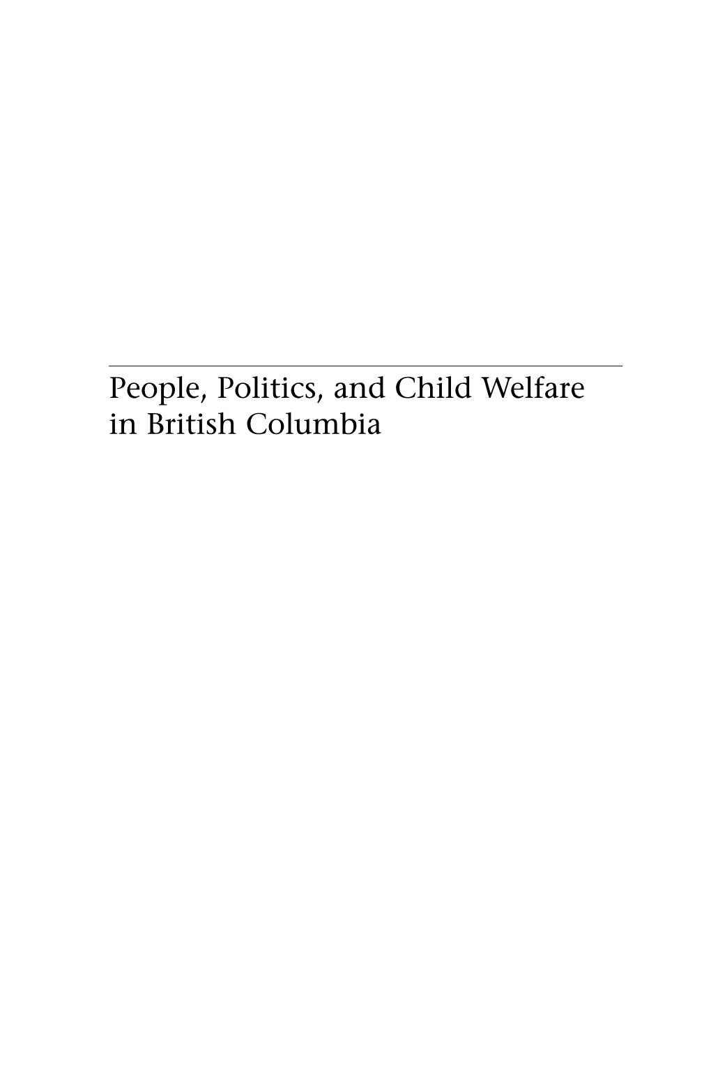 People, Politics, and Child Welfare in British Columbia