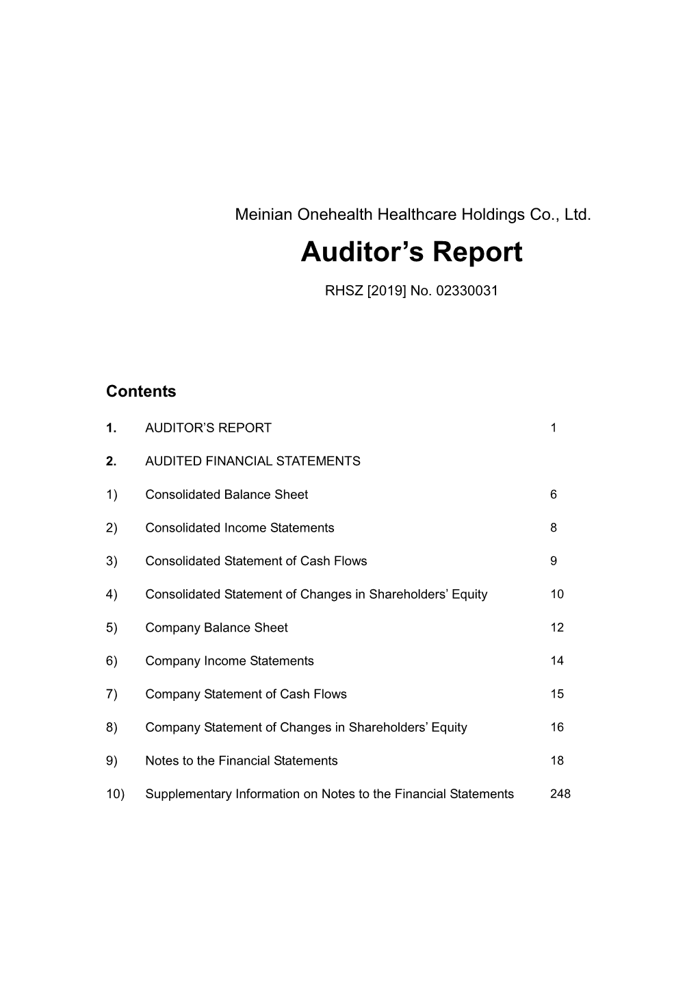 Auditor's Report