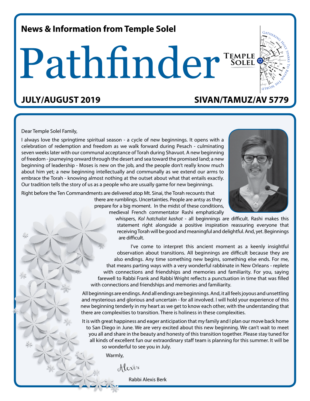 July/August 2019 Sivan/Tamuz/Av 5779