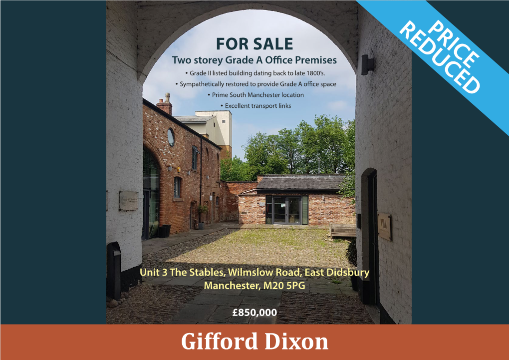 FOR SALE Two Storey Grade a Office Premises • Grade II Listed Building Dating Back to Late 1800’S