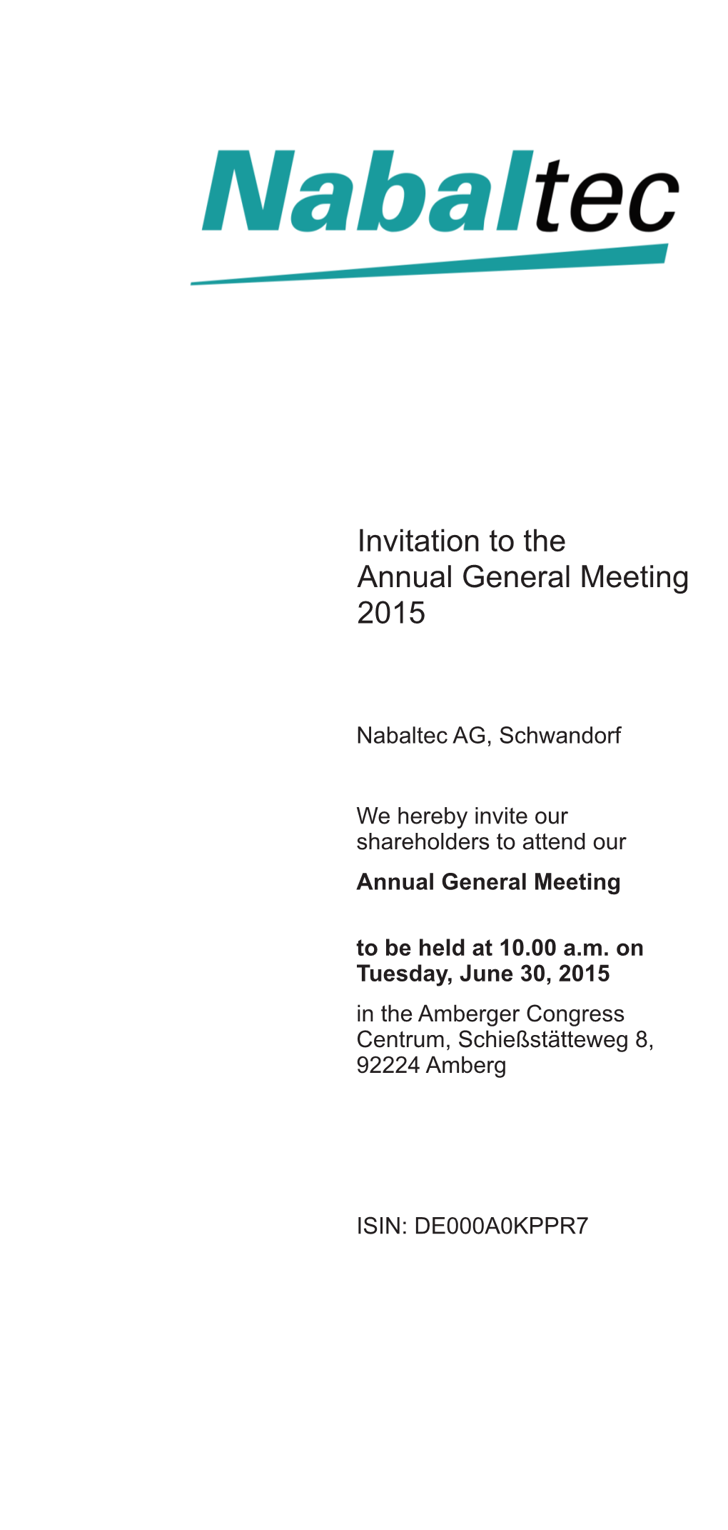 Invitation AGM 2015