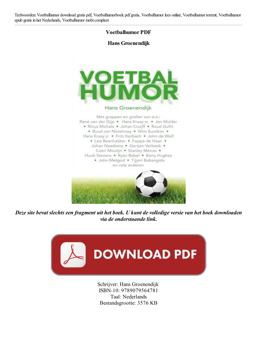 Voetbalhumor PDF / Epub