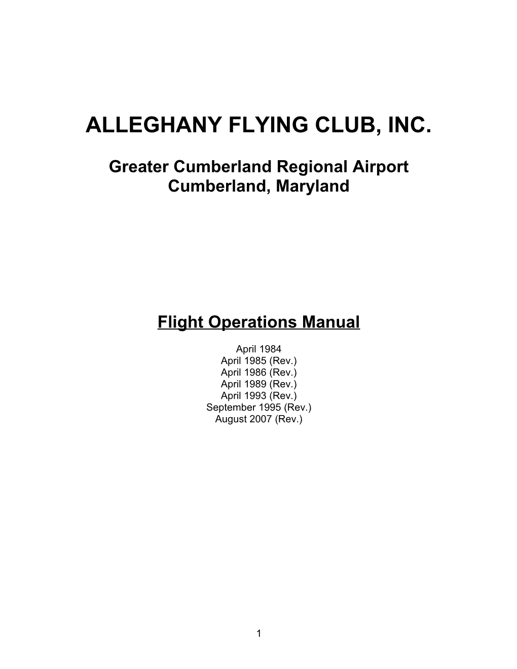 Alleghany Flying Club, Inc