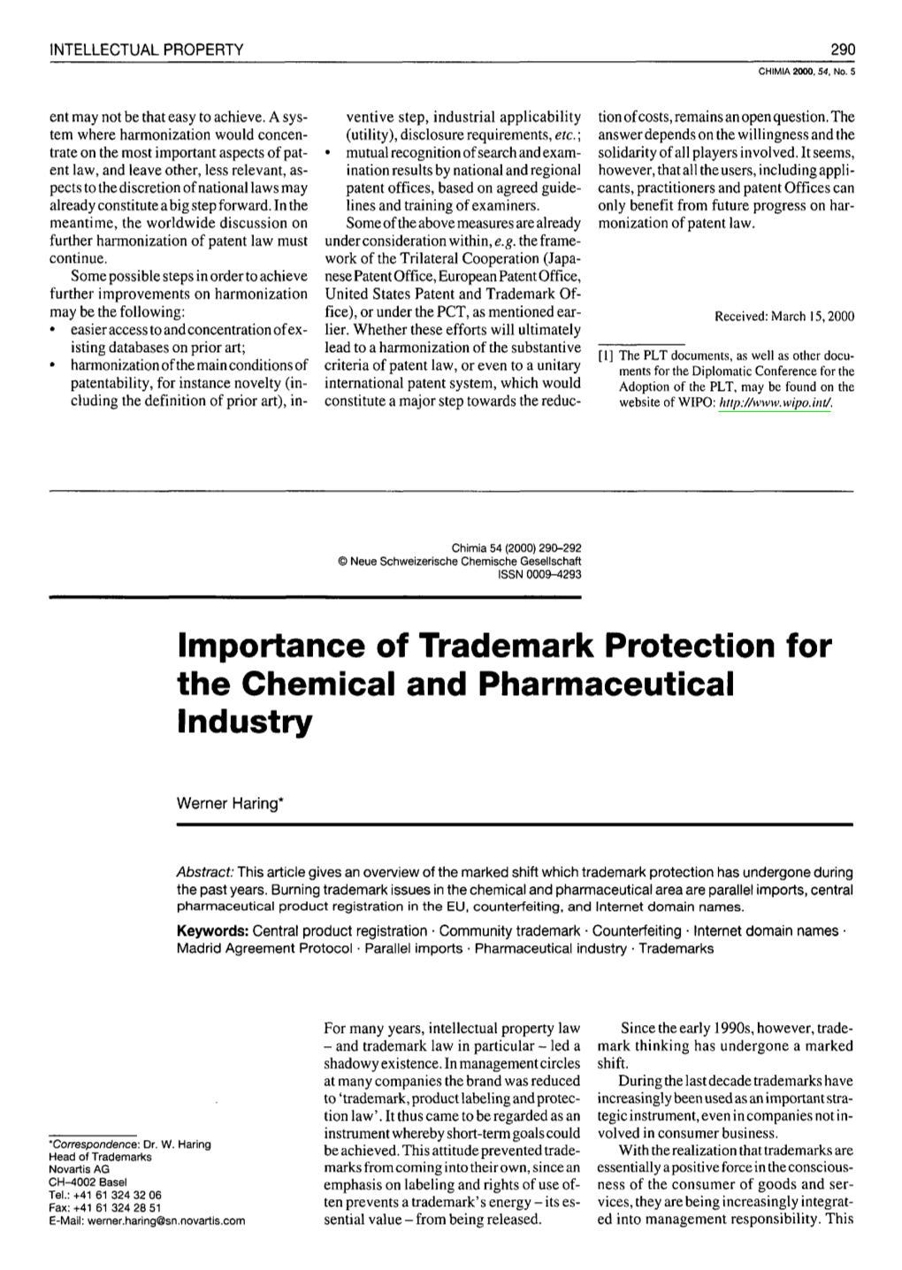 Importance of Trademark Protection for the Chemical and Pharmaceutical Industry