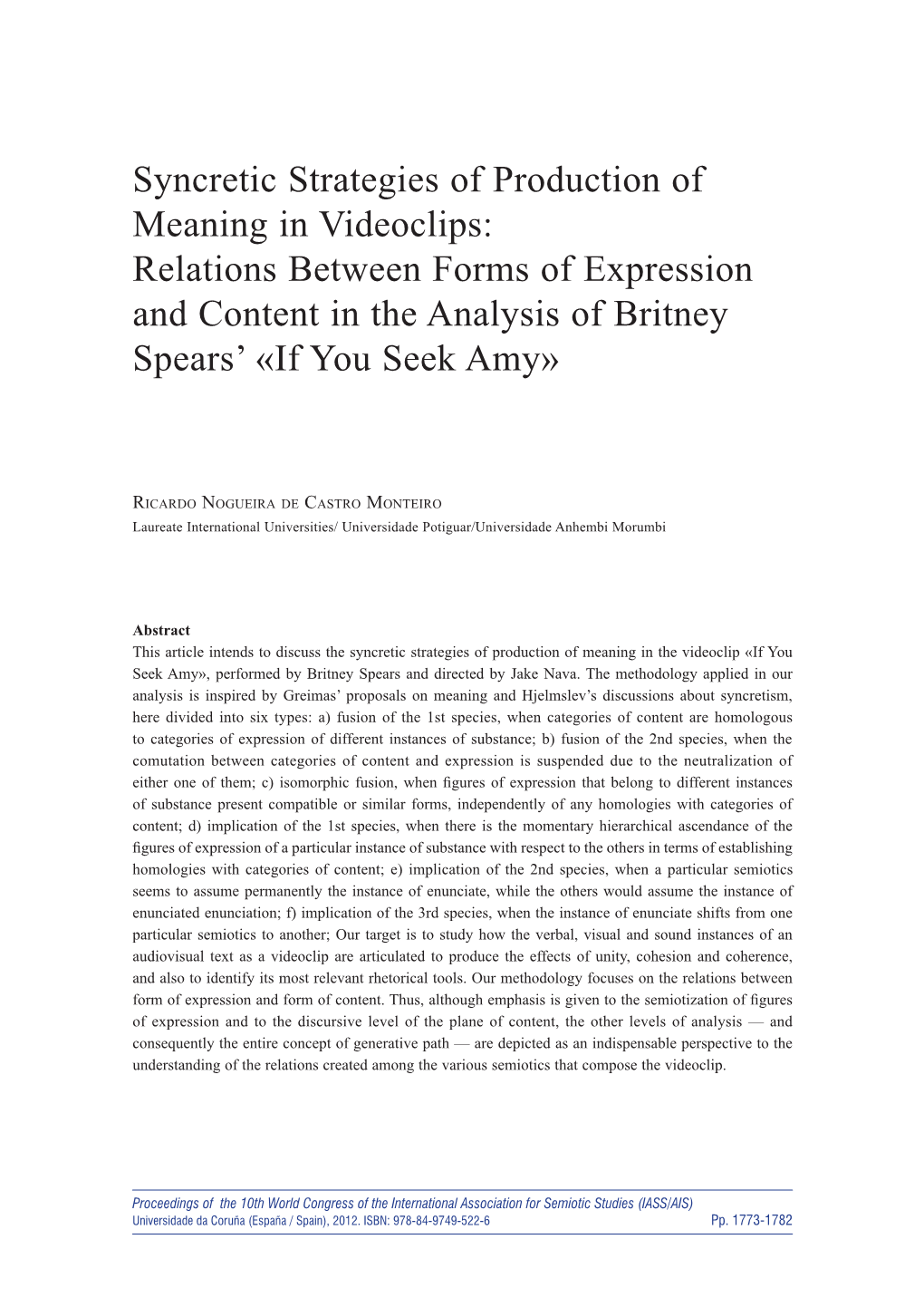 Sycretic Strategies of Production of Meaning in Videoclips. Relations