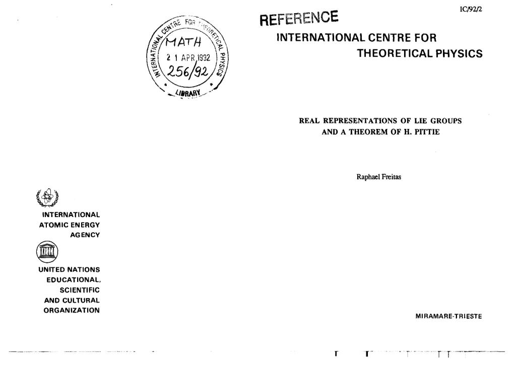 Reference International Centre for Theoretical Physics