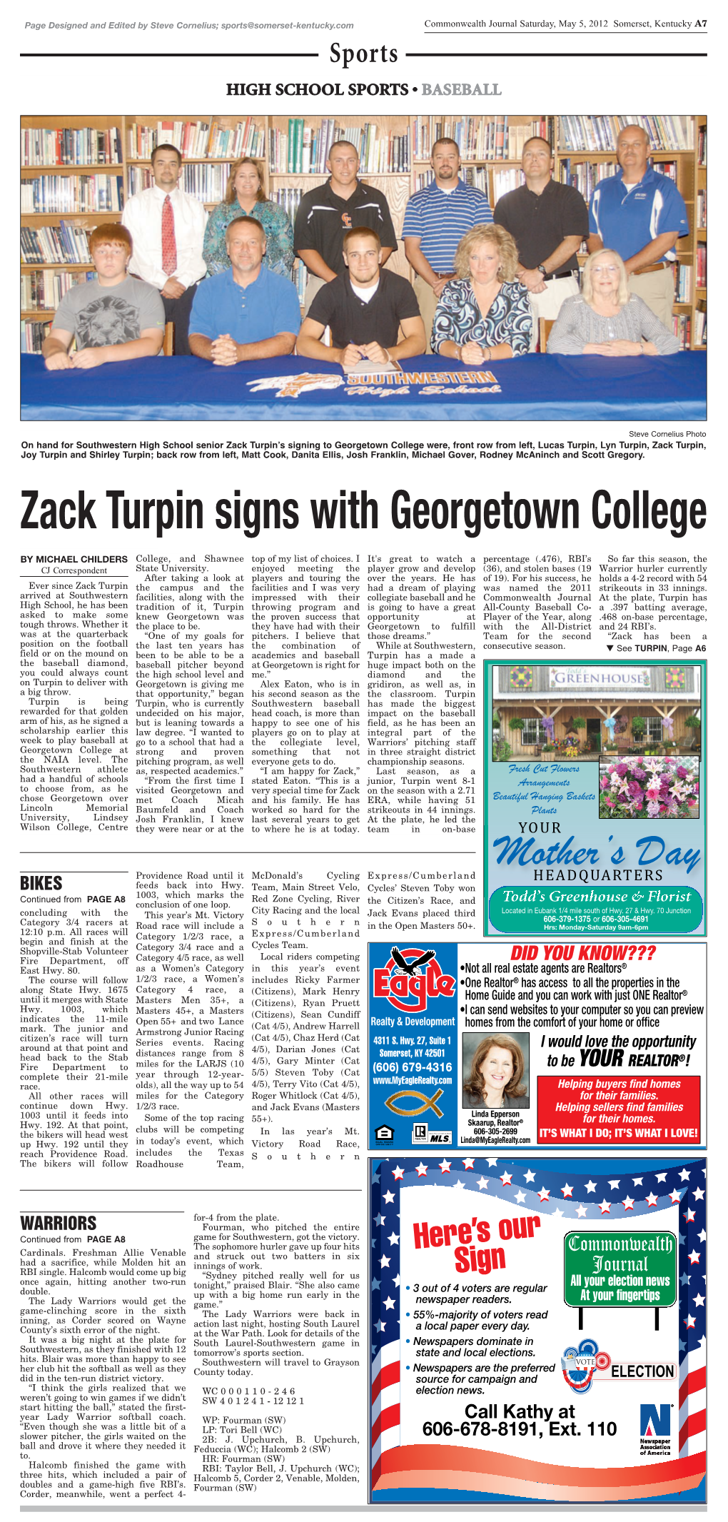 Zack Turpin Signs with Georgetown College