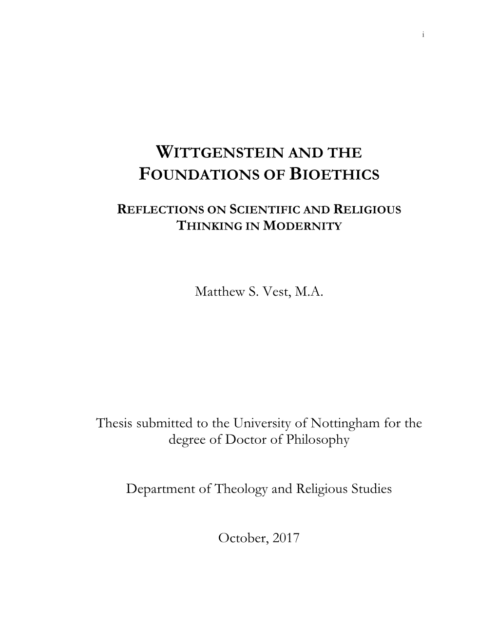 Wittgenstein and the Foundations of Bioethics