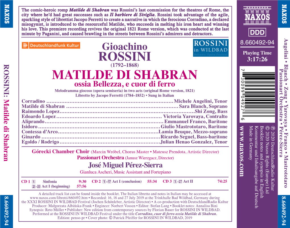 Rossini Matilde Di Shabran