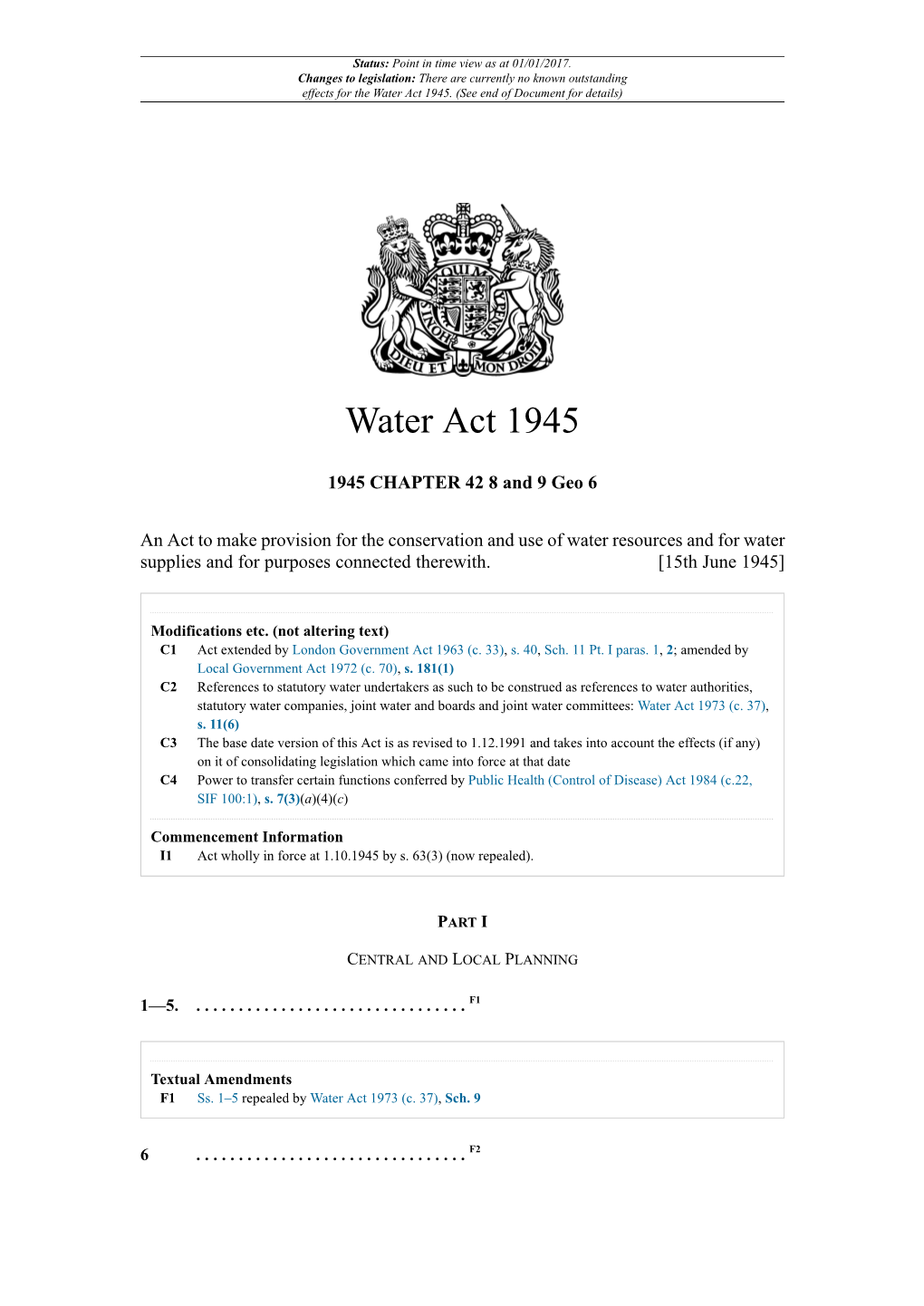 Water Act 1945