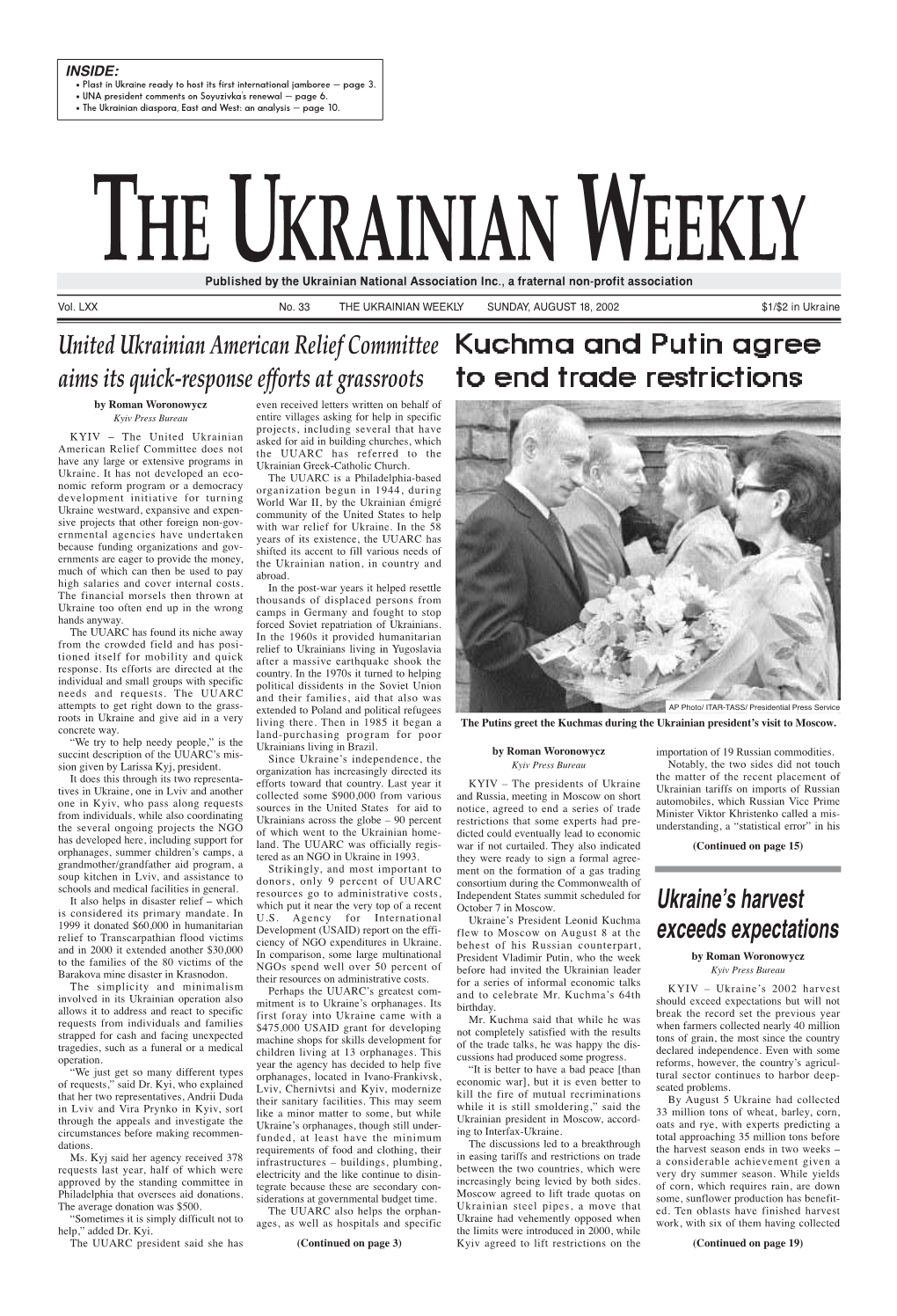 The Ukrainian Weekly 2002, No.33