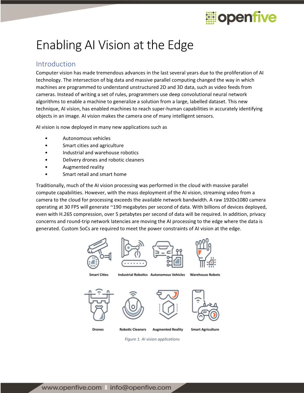 Enabling AI Vision at the Edge Introduction Computer Vision Has Made Tremendous Advances in the Last Several Years Due to the Proliferation of AI Technology