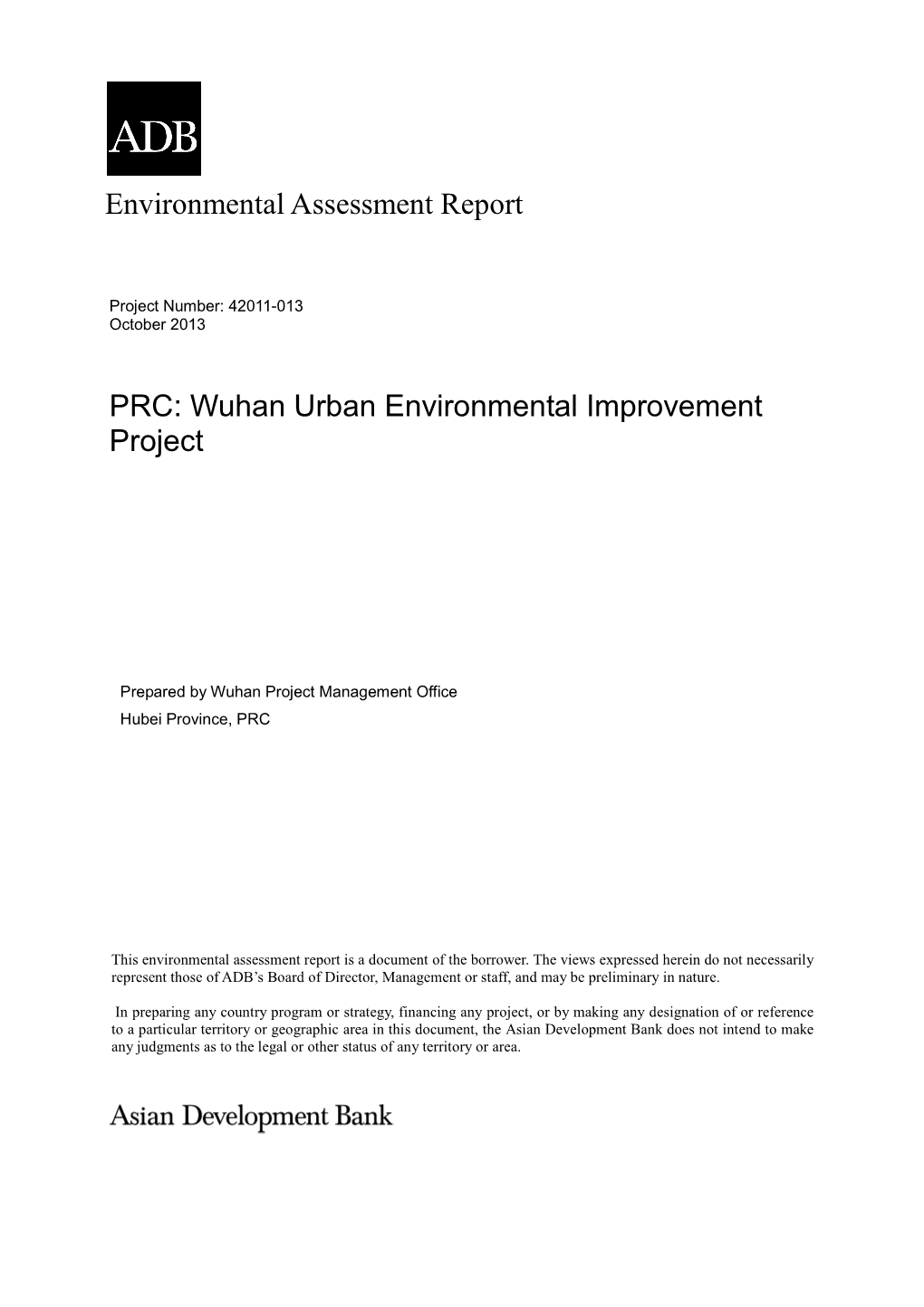 42011-013: Wuhan Urban Environmental Improvement Project