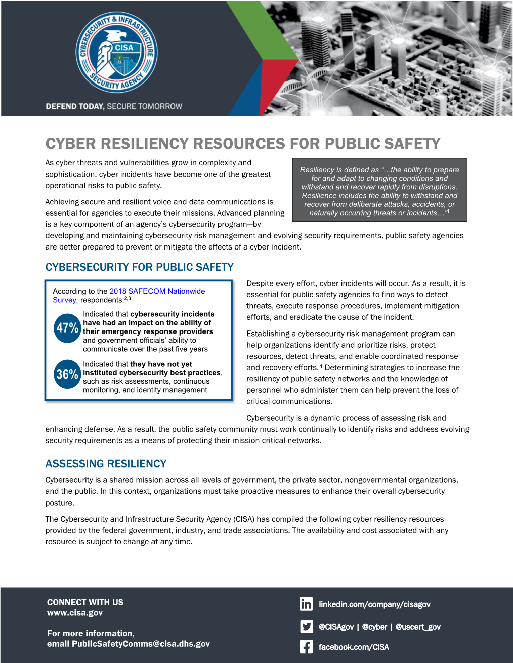 Cyber Resiliency Resources for Public Safety Fact Sheet