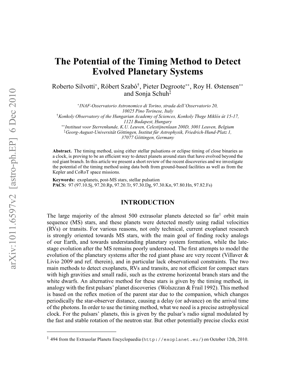 The Potential of the Timing Method to Detect Evolved Planetary Systems