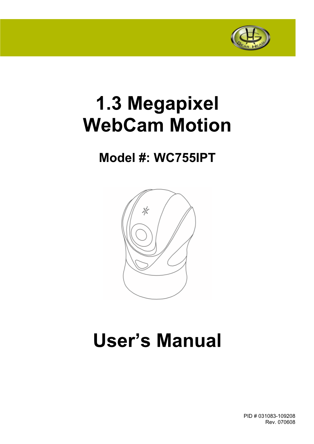 1.3 Megapixel Webcam Motion User's Manual