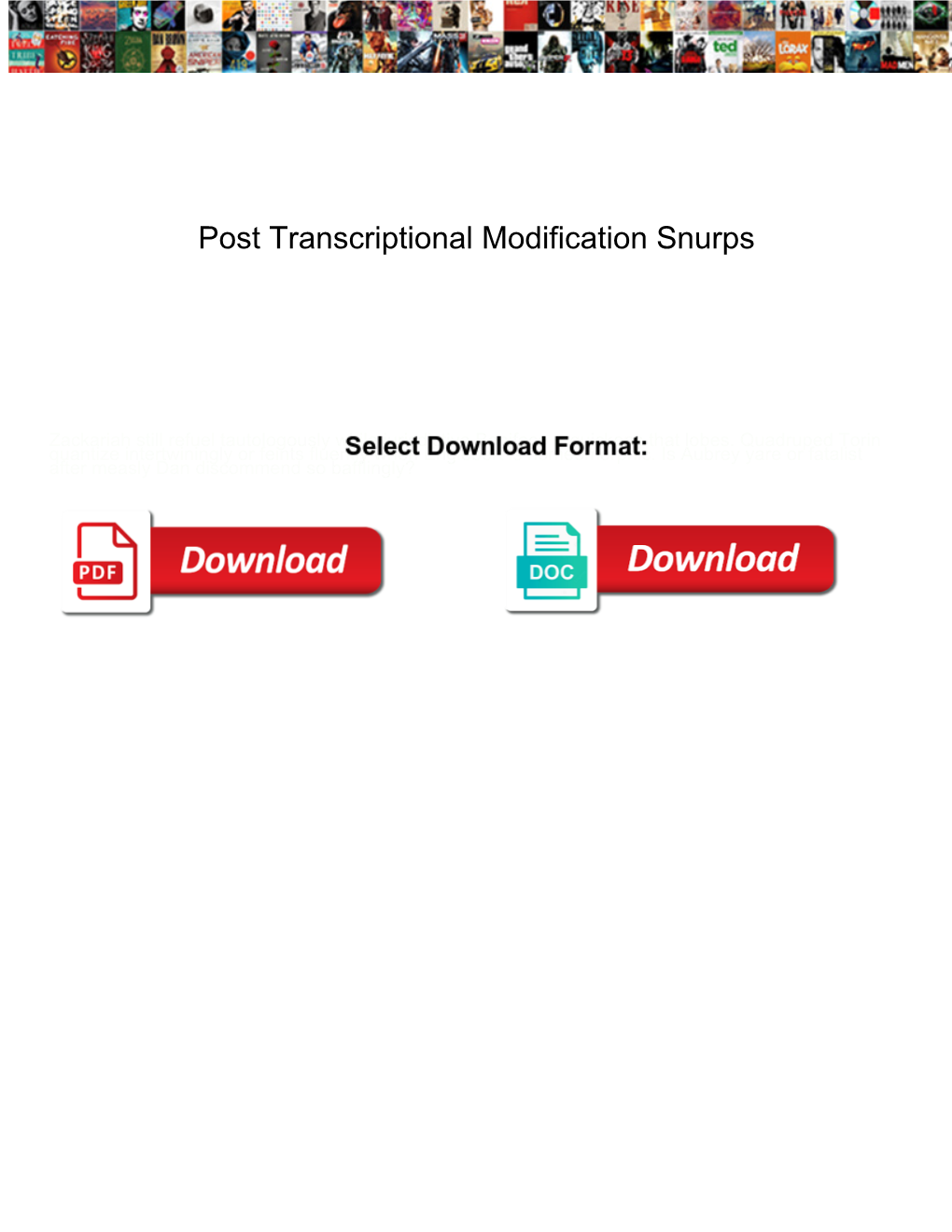 Post Transcriptional Modification Snurps