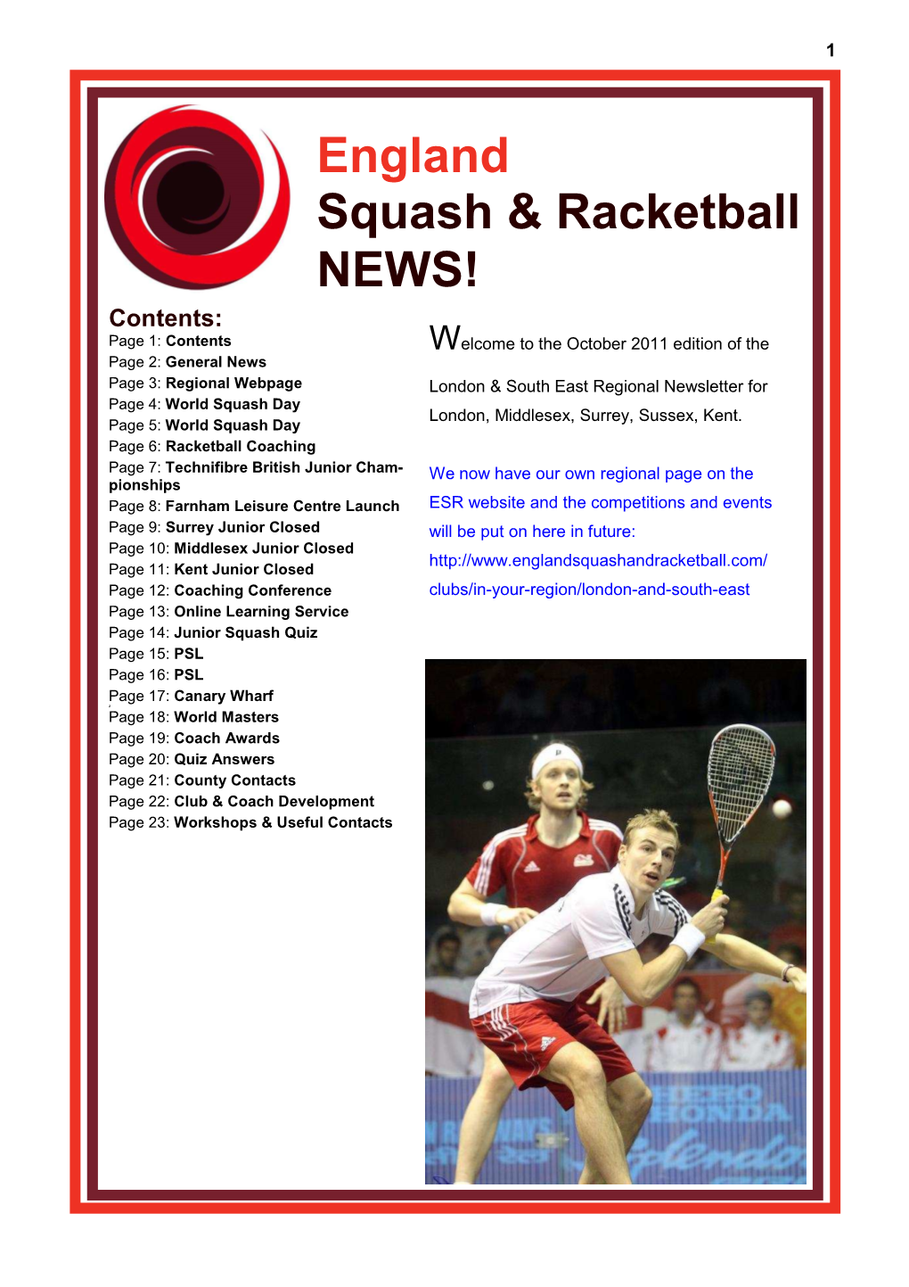 England Squash & Racketball NEWS!