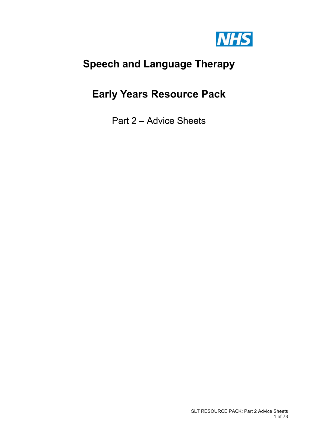 Speech & Language Therapy Resource Pack