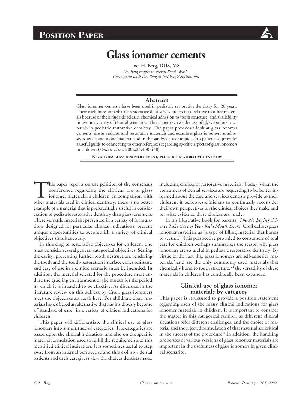 Glass Ionomer Cements Joel H